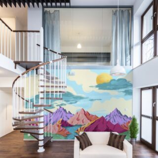 Baby Bright Colorful Mountain Landscape Wallpaper Mural