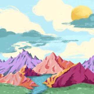 Baby Bright Colorful Mountain Landscape Wallpaper Mural
