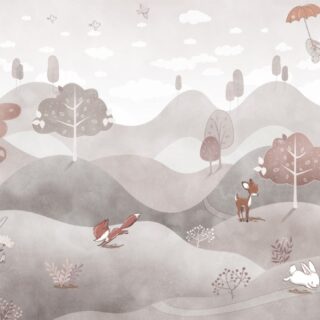 Furry Friend on Watercolor Hills Kids Wall Mural