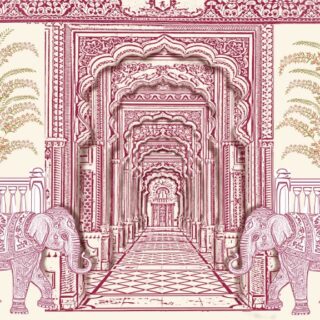 Line Art Style Royal Rajasthan Palace Gate Wallpaper Mural