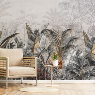 Linear Jungle in Soft Neutrals Wallpaper Mural