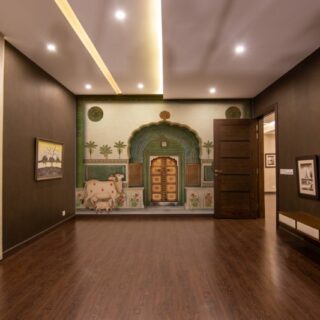 Royal Traditional Indian Peacock and Sacred Pichwai Cow Wallpaper Mural