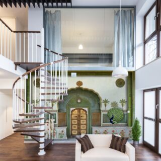 Royal Traditional Indian Peacock and Sacred Pichwai Cow Wallpaper Mural