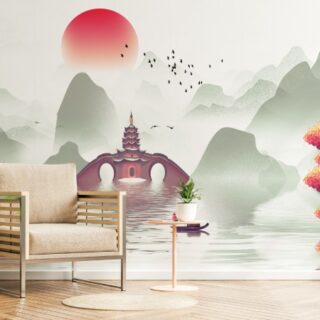 Spirit of the Mountains, Chinese Style Landscape Painting Wallpaper Mural