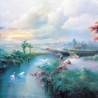 Shan Shui, Artistic Freehand Mountain Landscape Wallpaper Mural