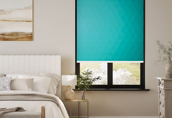 Modern Turquoise Light Control Outside Roller Blind