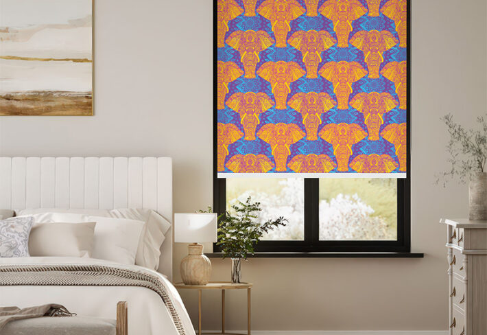 Indian Art Style Elephant Outside Roller Blinds
