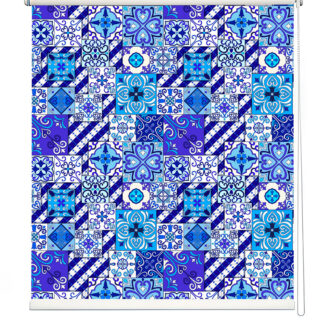 Azure Mosaic Effect Roller Blinds
