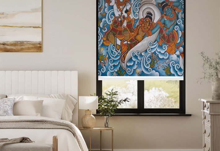 Ancient Kerala Mural Hues Outside Roller Blind