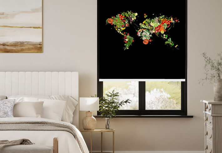 Black Magic Veggies Map Outside Roller Blind