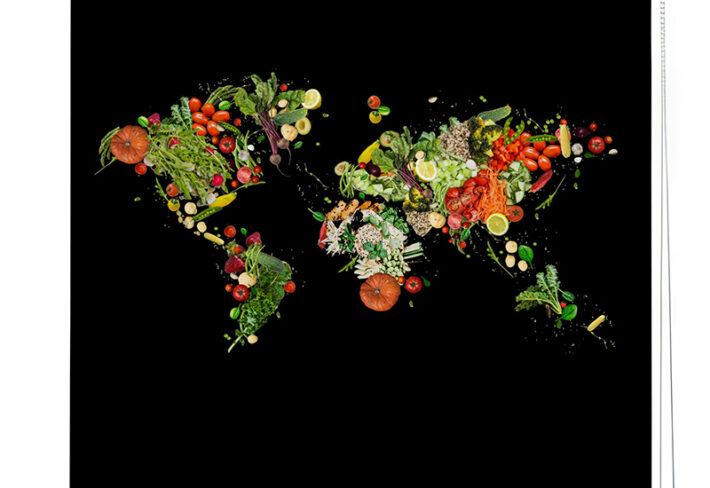 Black Magic Veggies Map Roller Blind