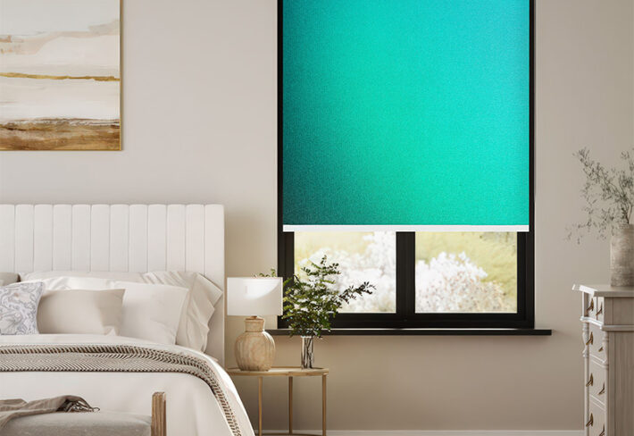 Lagoon Gradient Teal Outside Roller Blind