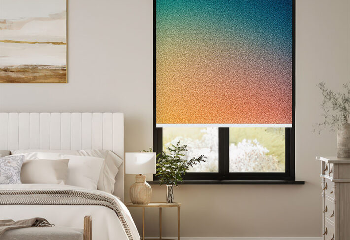 Teal Orange Gold Ombre Gradient Outside Roller Blinds