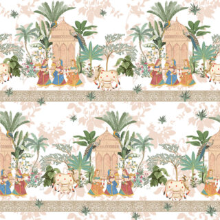 Exotic Palm & Pavilion Pattern Roller Blind