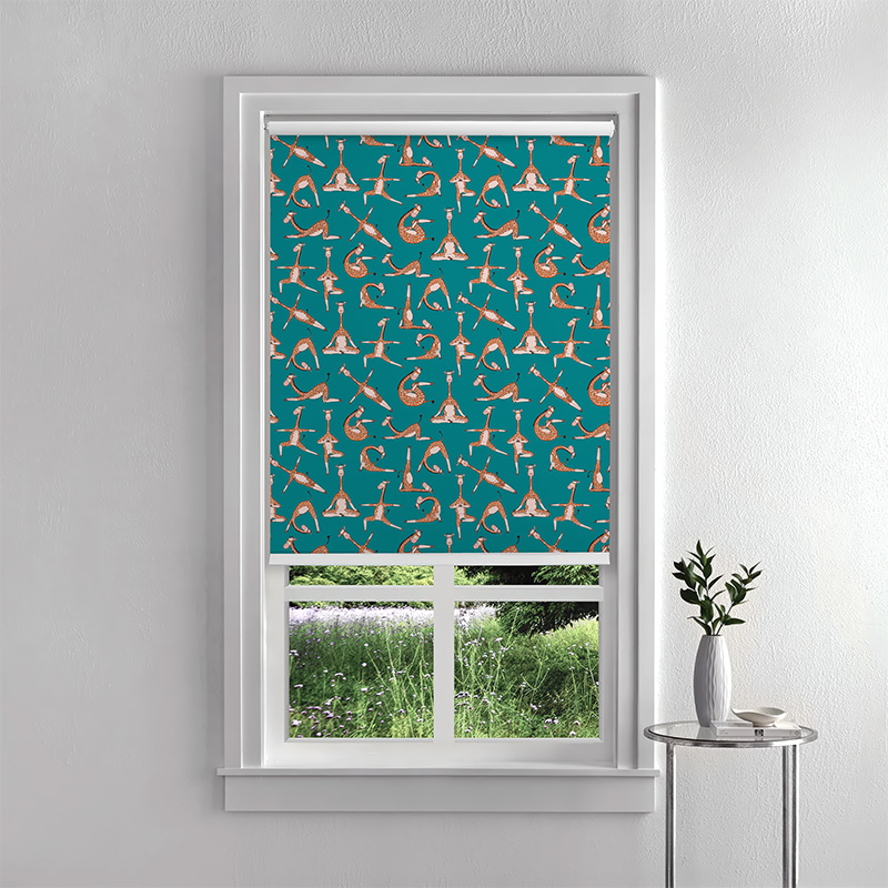 Whimsical Yoga Animals Pattern Inside Roller Blinds