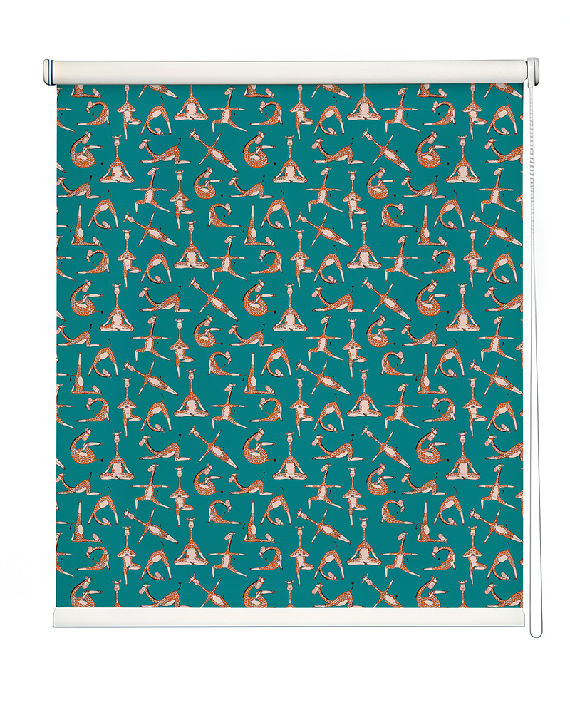 Whimsical Yoga Animals Pattern Roller Blinds