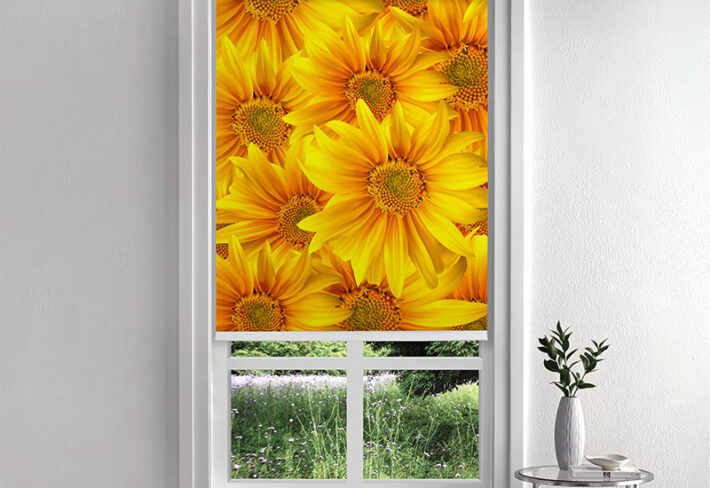 Vibrant Sunflower-Themed Inside Roller Blind