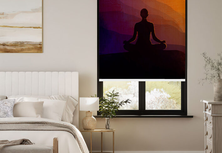 sunset meditation theme outside roller blinds