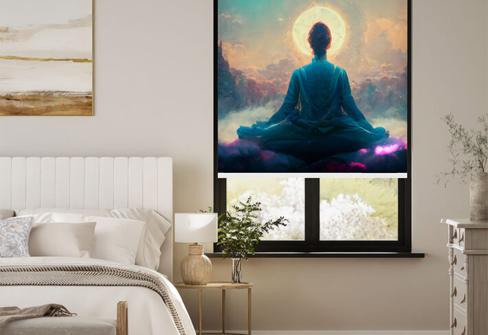 cosmic meditation scene outside roller blind