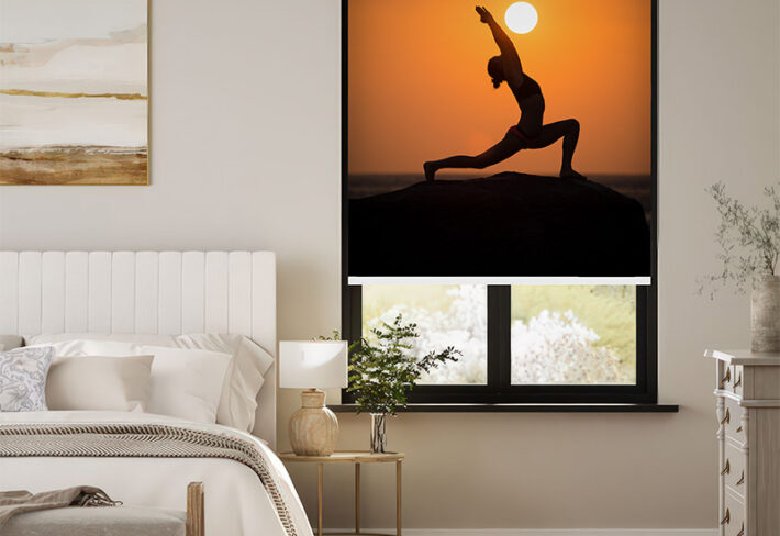 Sunset Yoga Art Window Outside Roller Blind