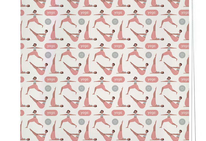 blush pink yoga pattern roller blind