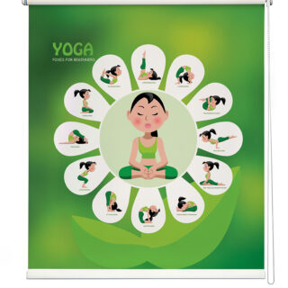 Vibrant Green Yoga Poses Window Roller Blind