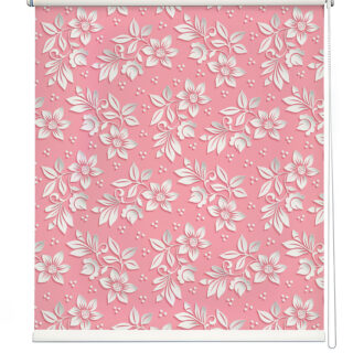 blush pink floral pattern roller blind