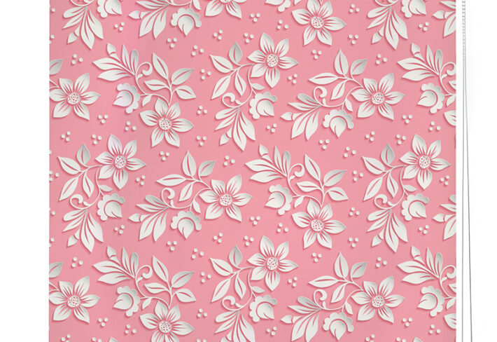 blush pink floral pattern roller blind