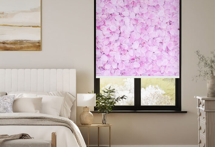Whimsical Pink Floral Outside Roller Blind