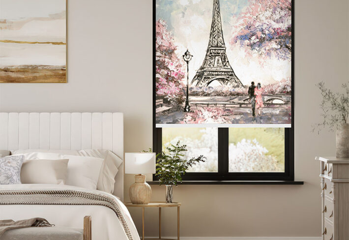 Romantic Paris Eiffel Tower Outside Roller Blind