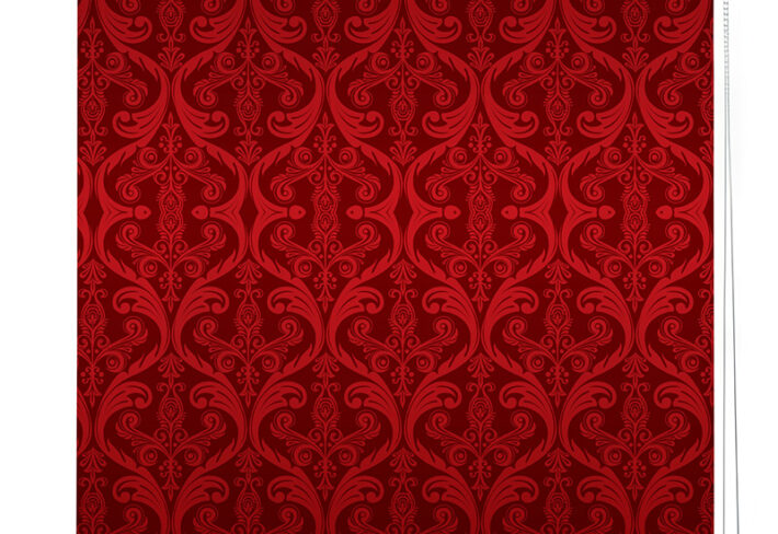 Vibrant Red Damask Window Roller Blind