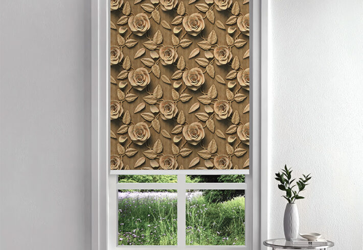 3D Wooden Rose Elegance Inside Roller Blind