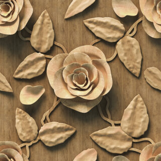 3D Wooden Rose Elegance Roller Blind