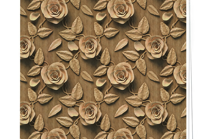 3D Wooden Rose Elegance Roller Blind