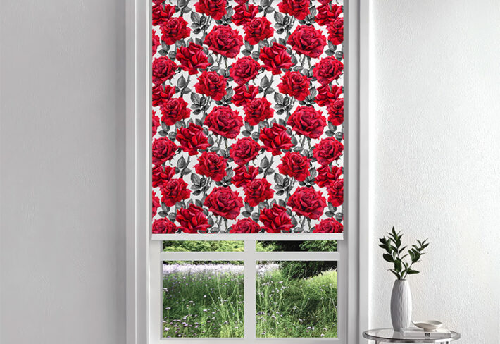 Crimson Rose Elegance Inside Roller Blind