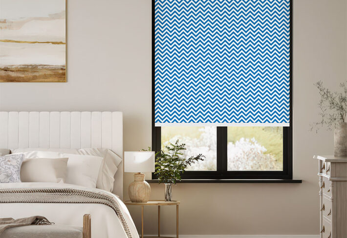 Versatile Blue Patterned Window Outside Roller Blind
