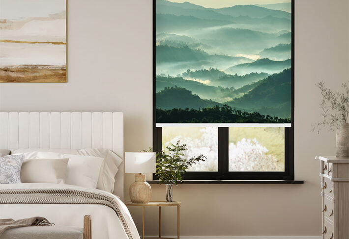 Misty Mountain Peaks Outside Roller Blind