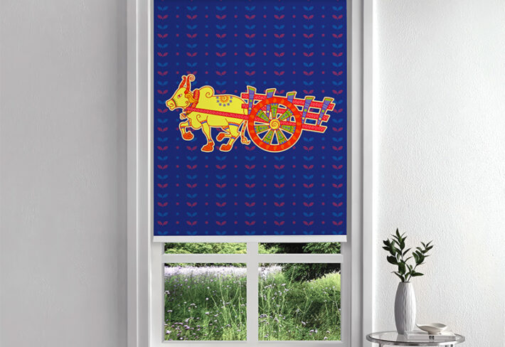 Indian Art Style Bullock Cart Inside Roller Blind