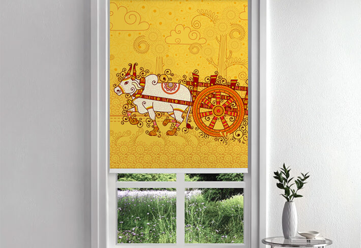 Vibrant Indian Bullock Cart Inside Roller Blind