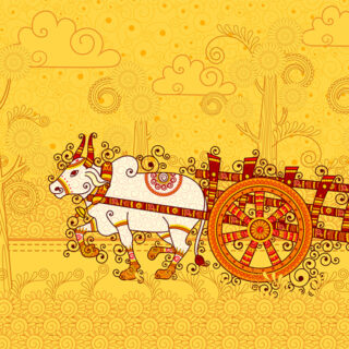 Vibrant Indian Bullock Cart Roller Blind