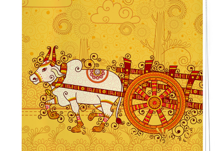 Vibrant Indian Bullock Cart Roller Blind