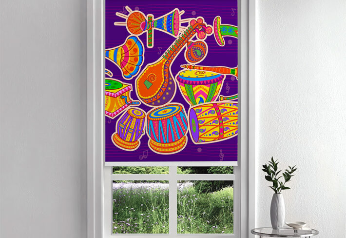 Indian Musical Instruments Inside Roller Blind