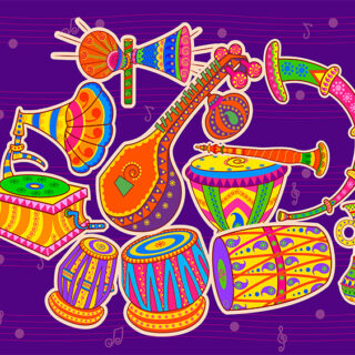 Indian Musical Instruments Roller Blind