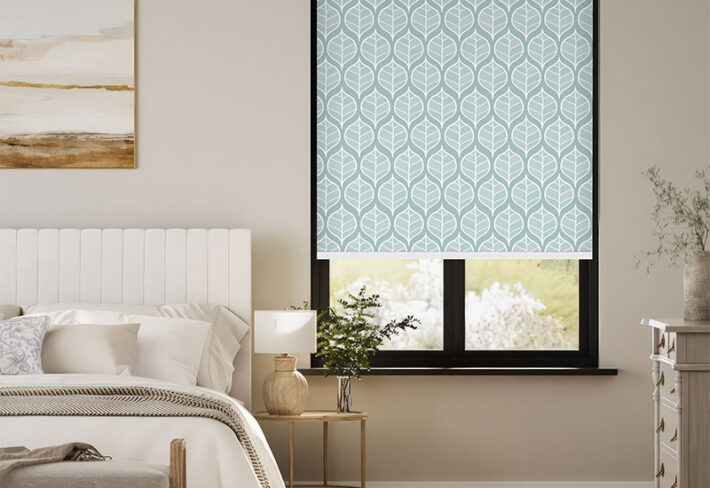 Tranquil Leaf Pattern Outside Roller Blind