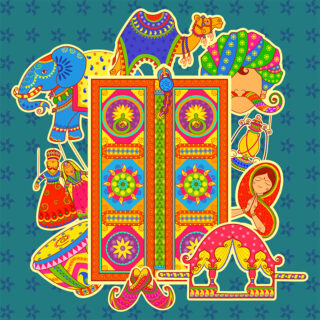 Rajasthan Theme Art Roller Blind