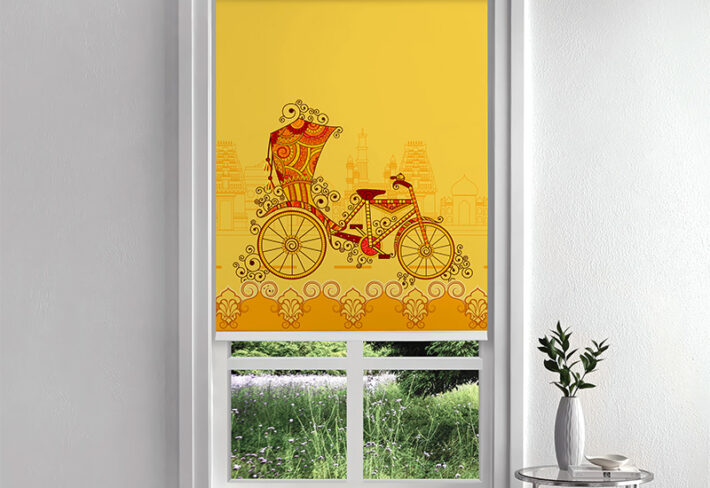 Indian Art Style Cycle Rickshaw Inside Roller Blind