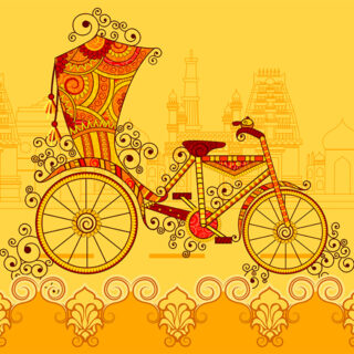 Indian Art Style Cycle Rickshaw Roller Blind