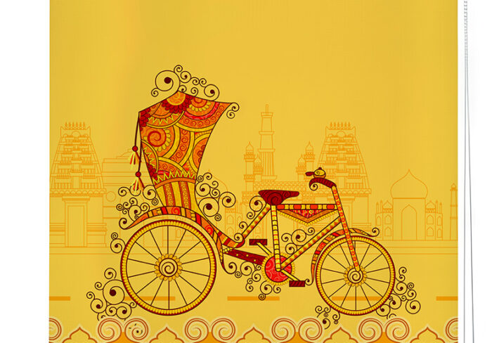 Indian Art Style Cycle Rickshaw Roller Blind
