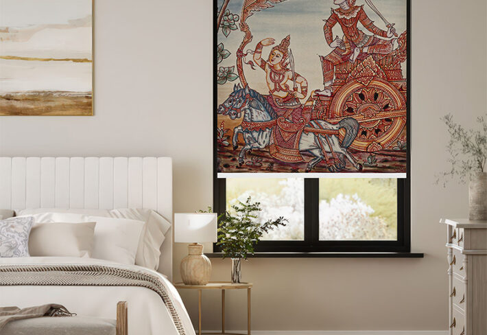 Traditional Asian Art Print Outside Roller Blind