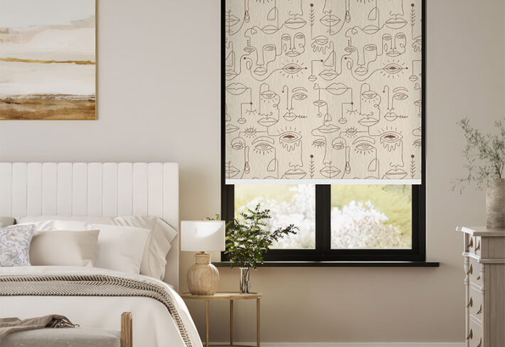 Abstract Faces Print Outside Roller Blind
